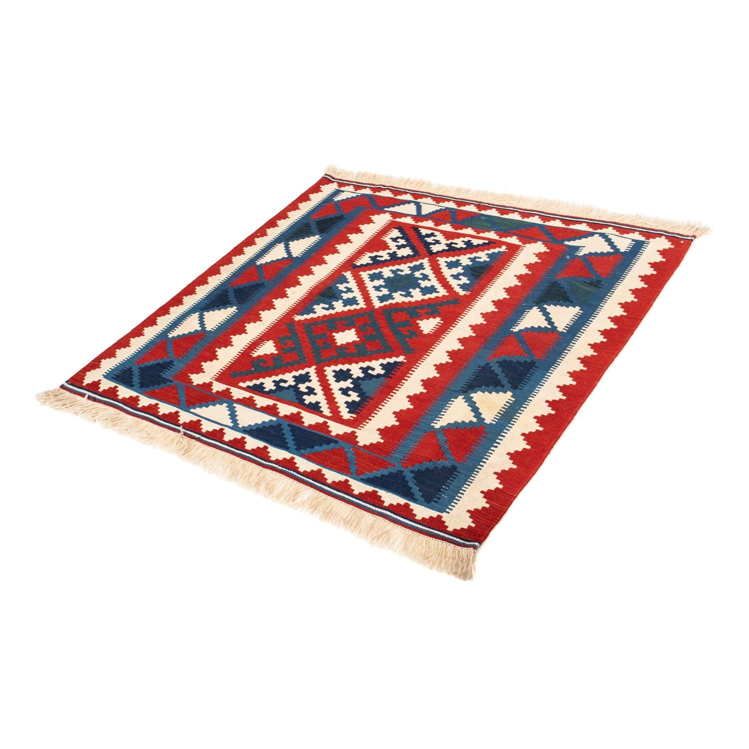 Alfombra Kelim - Oriental cuadrado  - 102 x 102 cm - rojo