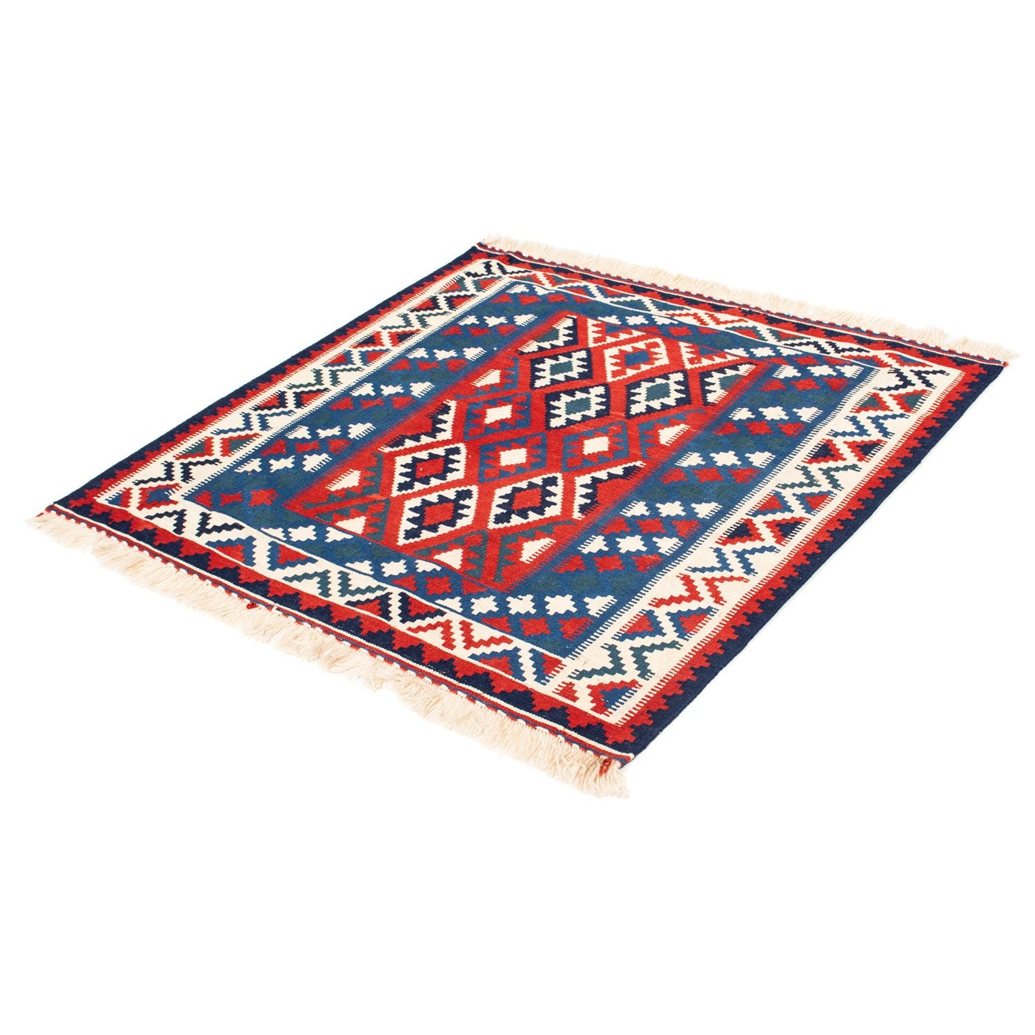 Alfombra Kelim - Oriental cuadrado  - 104 x 103 cm - azul oscuro