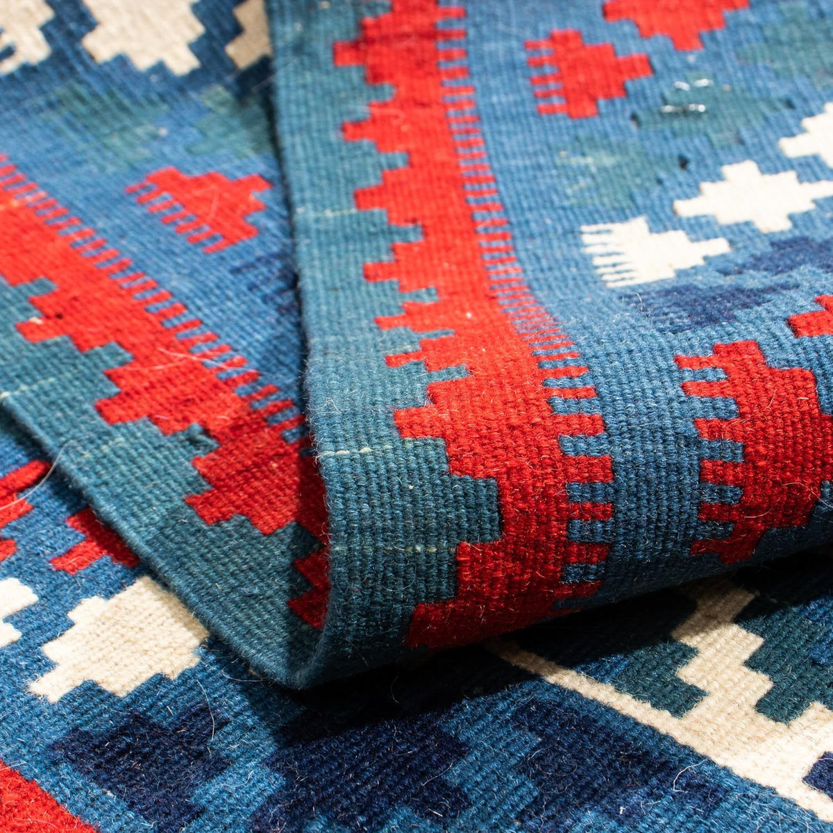 Alfombra Kelim - Oriental cuadrado  - 104 x 100 cm - azul oscuro