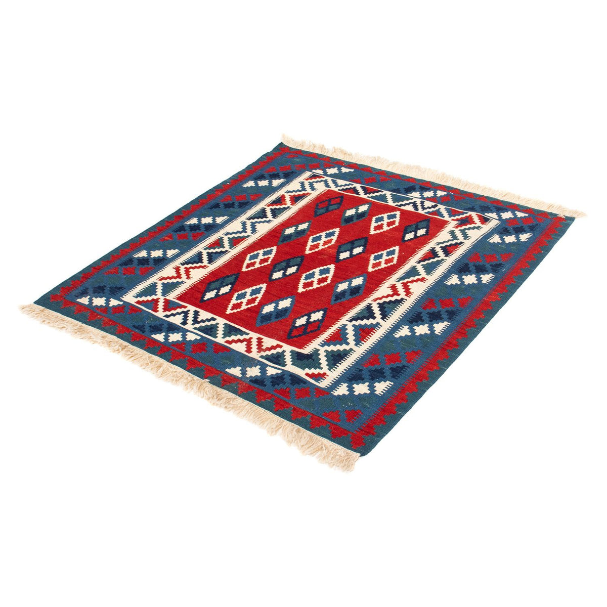 Alfombra Kelim - Oriental cuadrado  - 104 x 100 cm - azul oscuro