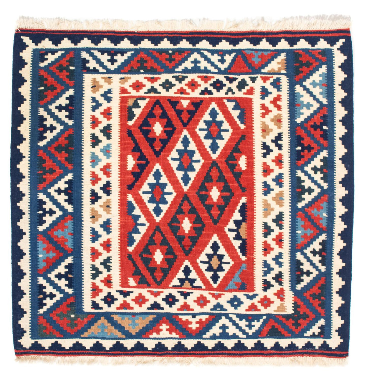 Alfombra Kelim - Oriental cuadrado  - 102 x 100 cm - azul