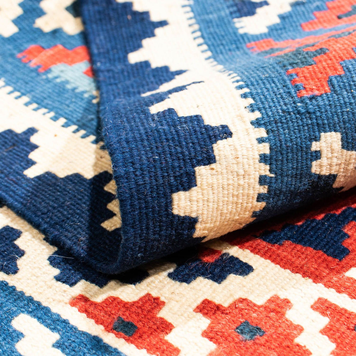 Alfombra Kelim - Oriental cuadrado  - 102 x 100 cm - azul