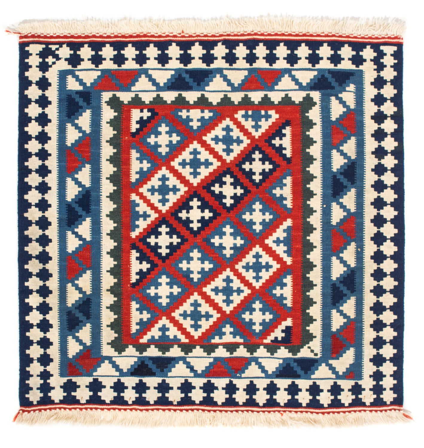 Alfombra Kelim - Oriental cuadrado  - 100 x 100 cm - azul