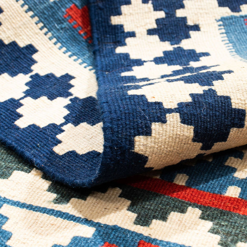 Alfombra Kelim - Oriental cuadrado  - 100 x 100 cm - azul