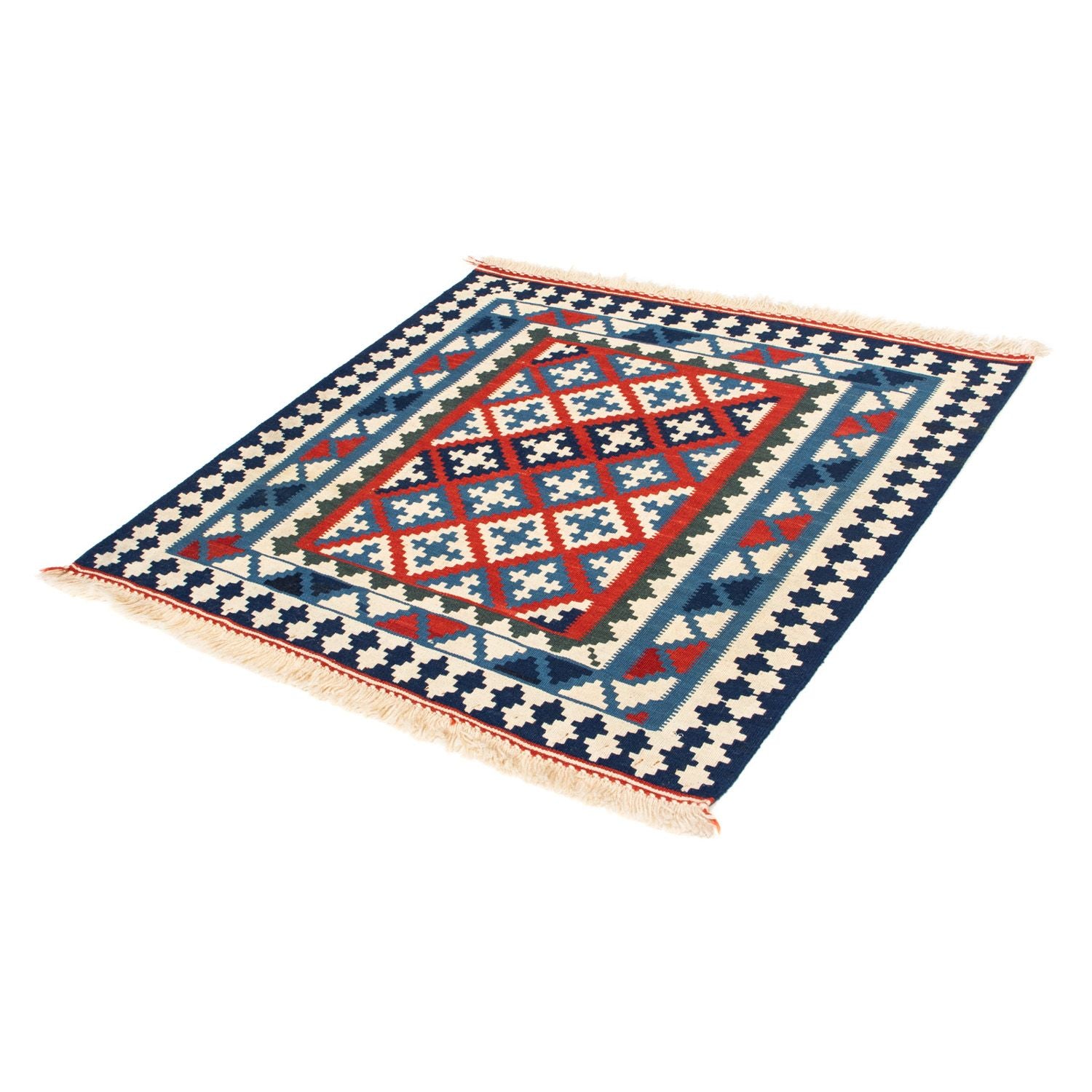 Alfombra Kelim - Oriental cuadrado  - 100 x 100 cm - azul