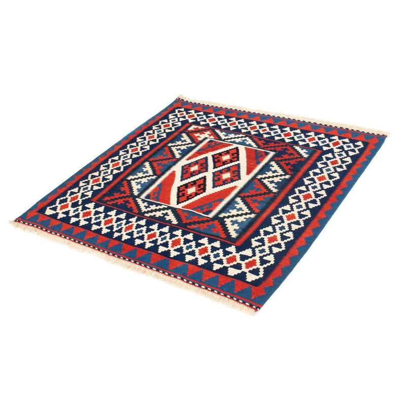 Alfombra Kelim - Oriental cuadrado  - 100 x 100 cm - rojo