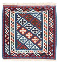 Alfombra Kelim - Oriental cuadrado  - 104 x 101 cm - azul