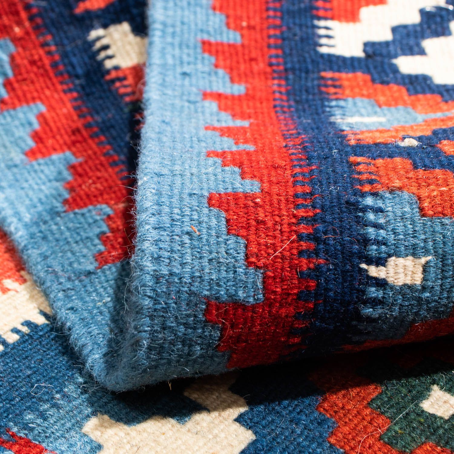 Alfombra Kelim - Oriental cuadrado  - 104 x 101 cm - azul