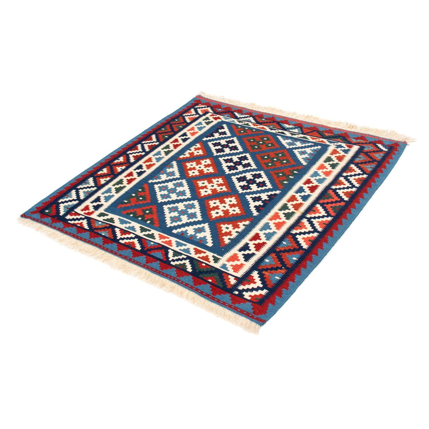 Alfombra Kelim - Oriental cuadrado  - 104 x 101 cm - azul