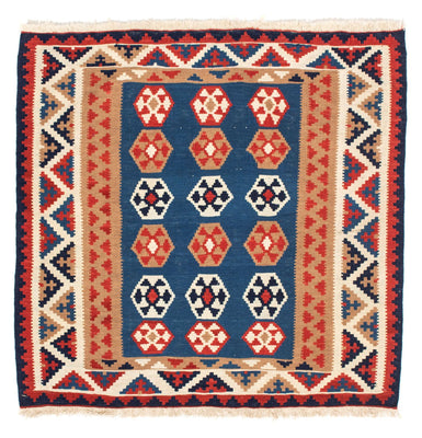 Alfombra Kelim - Oriental cuadrado  - 104 x 102 cm - azul
