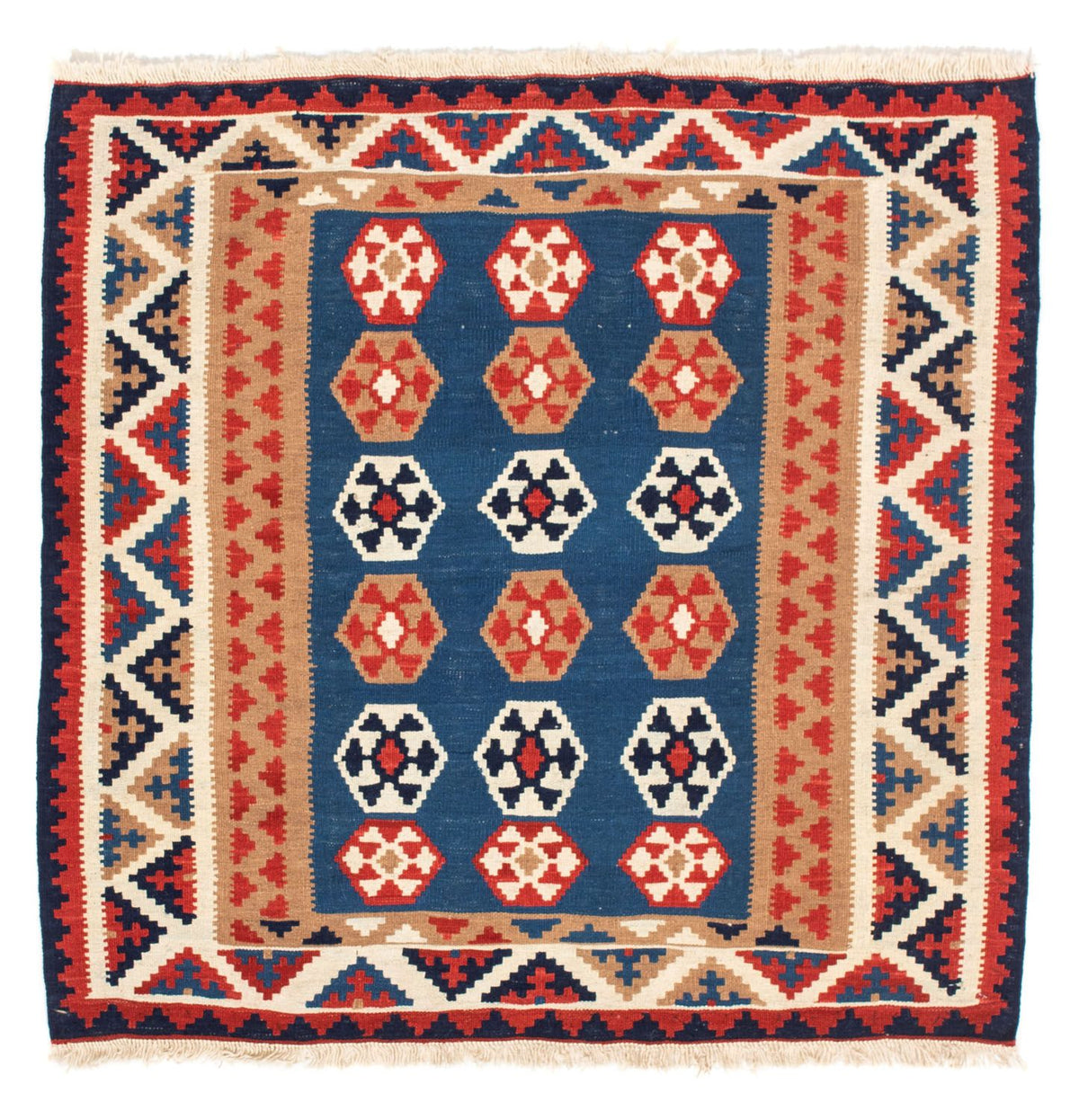 Alfombra Kelim - Oriental cuadrado  - 104 x 102 cm - azul
