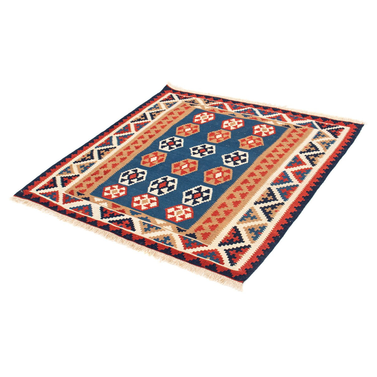 Alfombra Kelim - Oriental cuadrado  - 104 x 102 cm - azul
