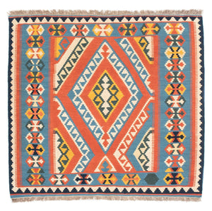 Alfombra Kelim - Oriental cuadrado  - 107 x 100 cm - naranja
