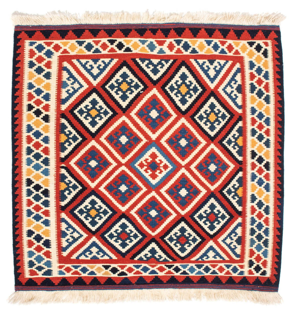 Alfombra Kelim - Oriental cuadrado  - 106 x 105 cm - rojo