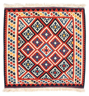 Alfombra Kelim - Oriental cuadrado  - 106 x 105 cm - rojo