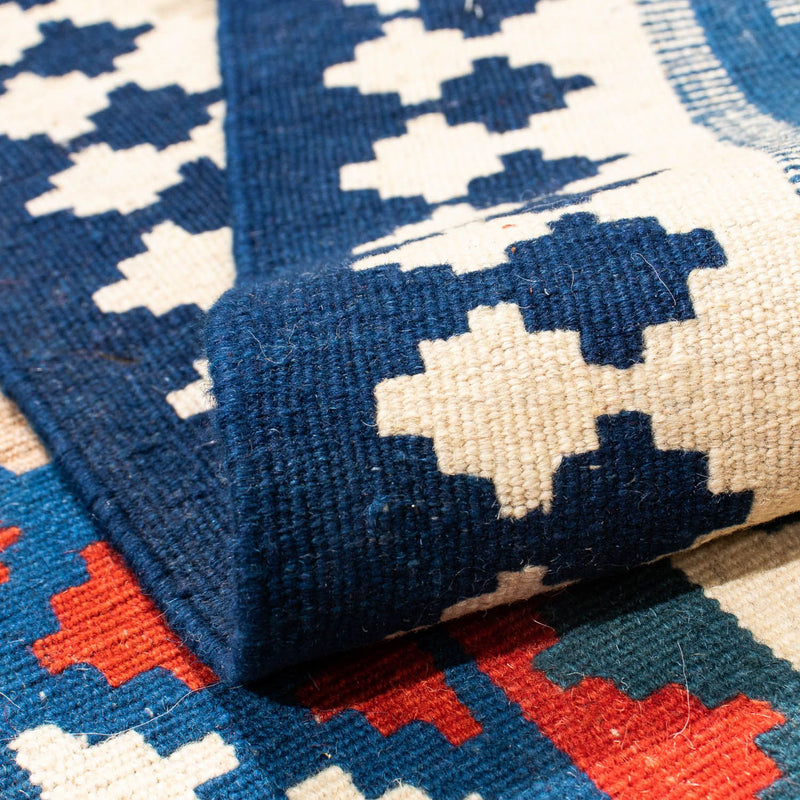 Alfombra Kelim - Oriental cuadrado  - 103 x 100 cm - azul oscuro