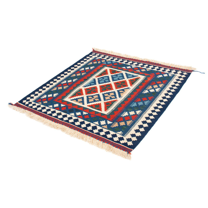 Alfombra Kelim - Oriental cuadrado  - 103 x 100 cm - azul oscuro