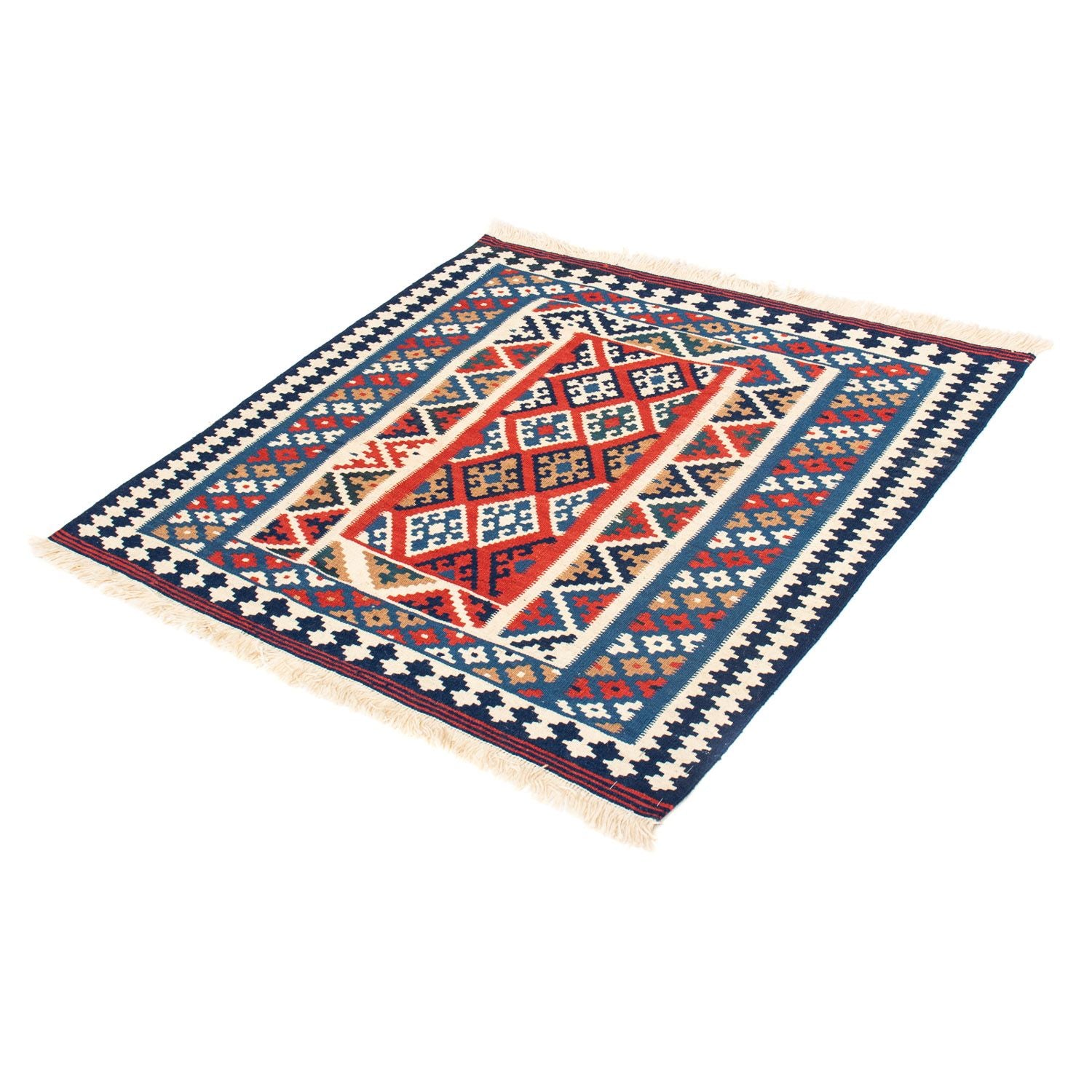 Alfombra Kelim - Oriental cuadrado  - 99 x 95 cm - azul oscuro