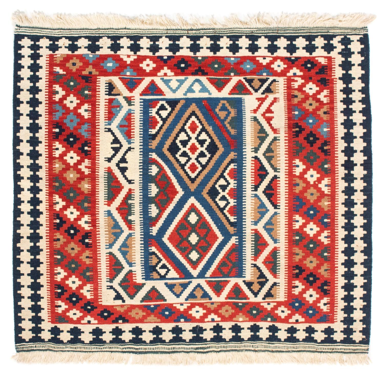 Alfombra Kelim - Oriental cuadrado  - 104 x 99 cm - rojo