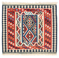 Alfombra Kelim - Oriental cuadrado  - 104 x 99 cm - rojo