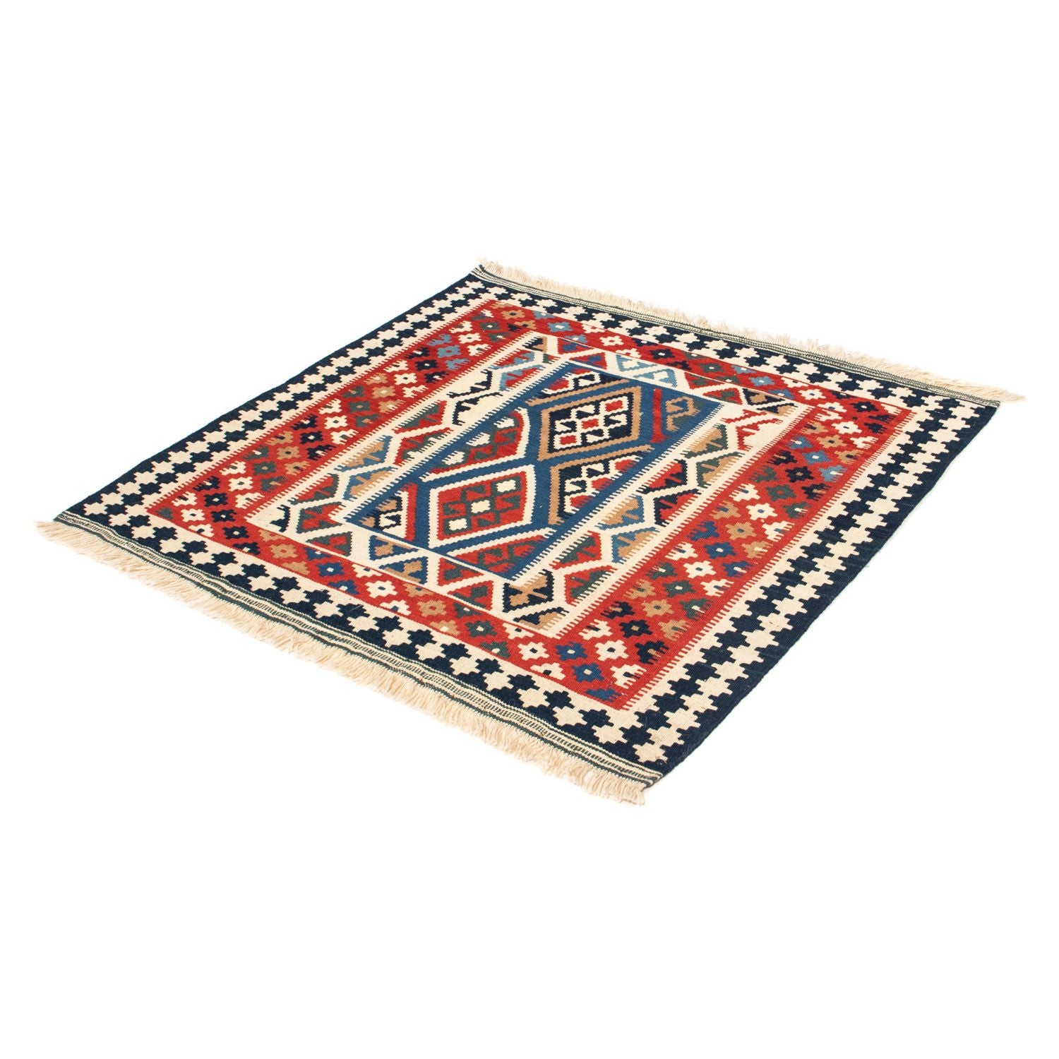 Alfombra Kelim - Oriental cuadrado  - 104 x 99 cm - rojo