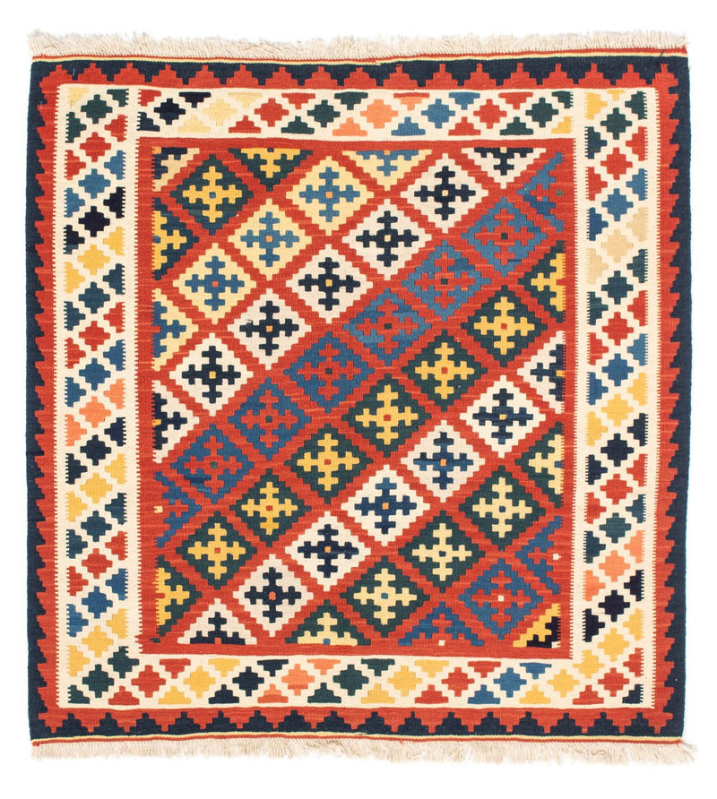 Alfombra Kelim - Oriental cuadrado  - 106 x 102 cm - rojo oscuro