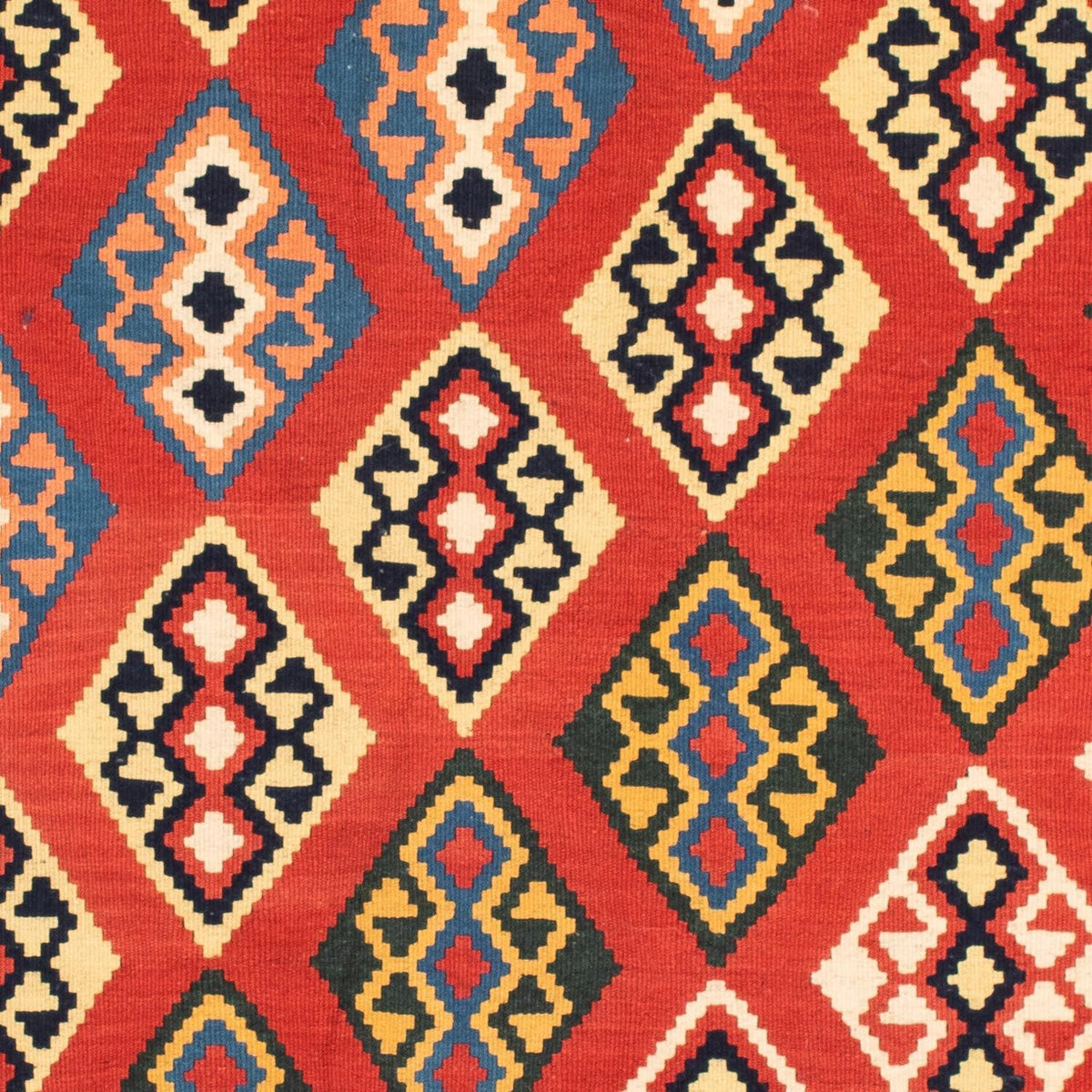 Alfombra Kelim - Oriental cuadrado  - 105 x 104 cm - rojo oscuro