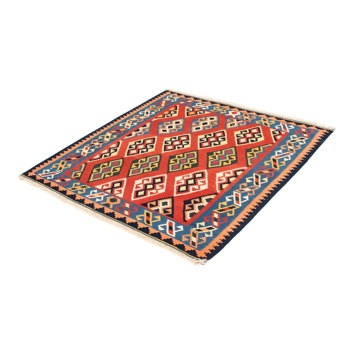 Alfombra Kelim - Oriental cuadrado  - 105 x 104 cm - rojo oscuro