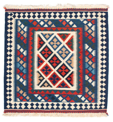 Alfombra Kelim - Oriental cuadrado  - 104 x 103 cm - azul