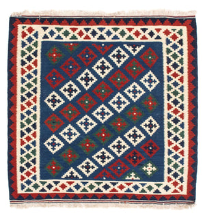 Alfombra Kelim - Oriental cuadrado  - 100 x 100 cm - azul oscuro