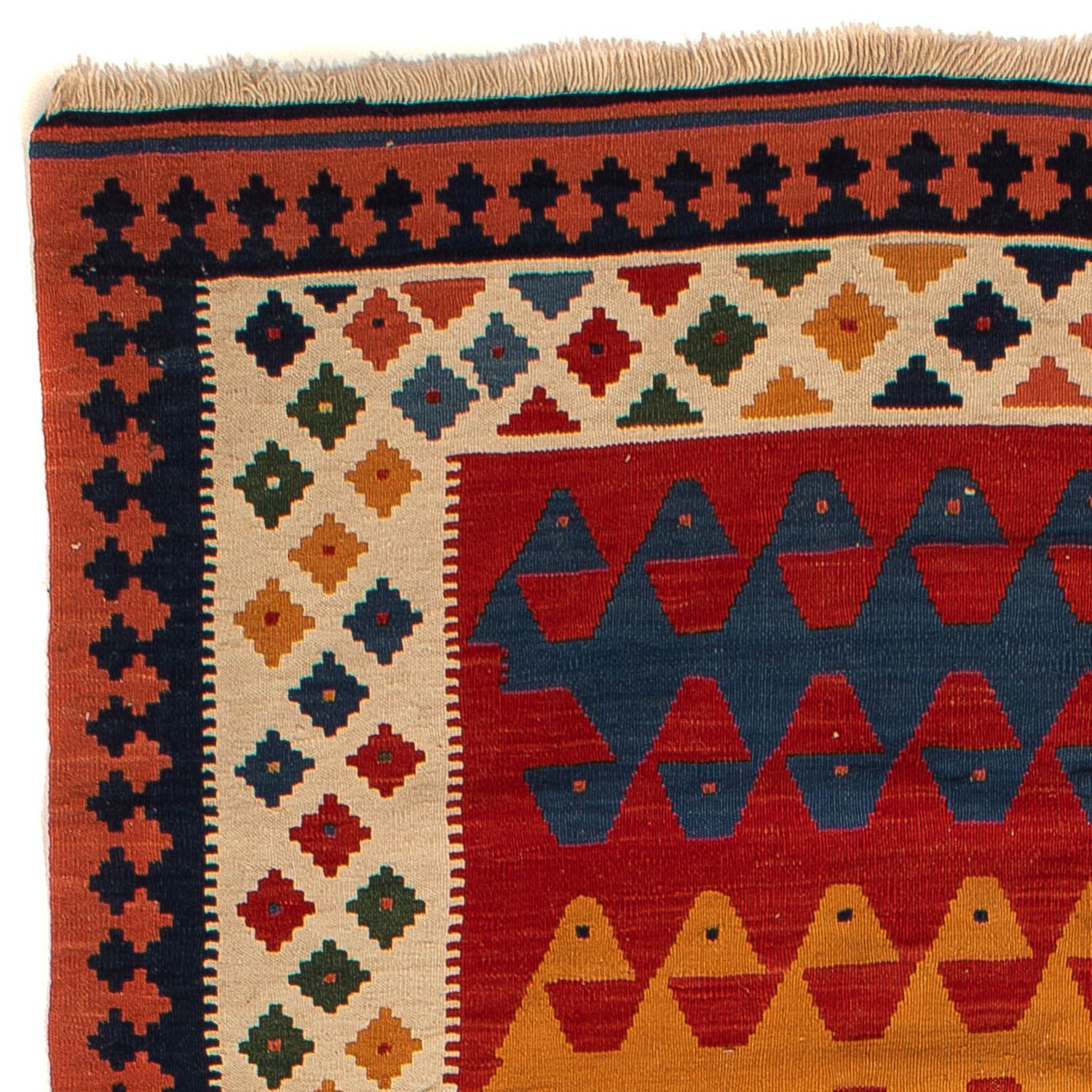Alfombra de pasillo Alfombra Kelim - Oriental - 297 x 149 cm - rojo oscuro