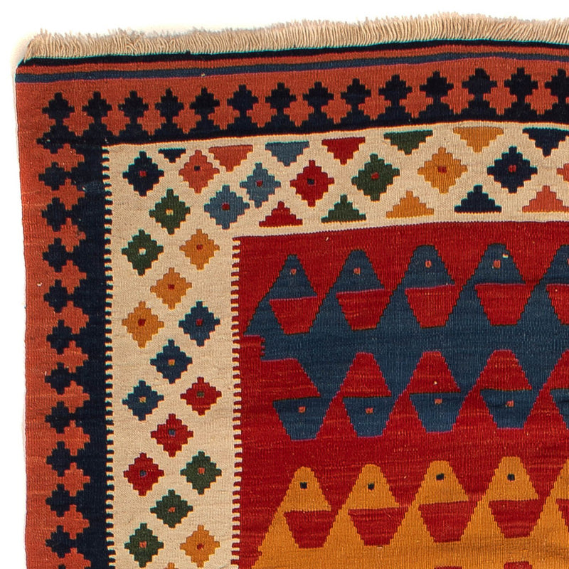 Alfombra de pasillo Alfombra Kelim - Oriental - 297 x 149 cm - rojo oscuro