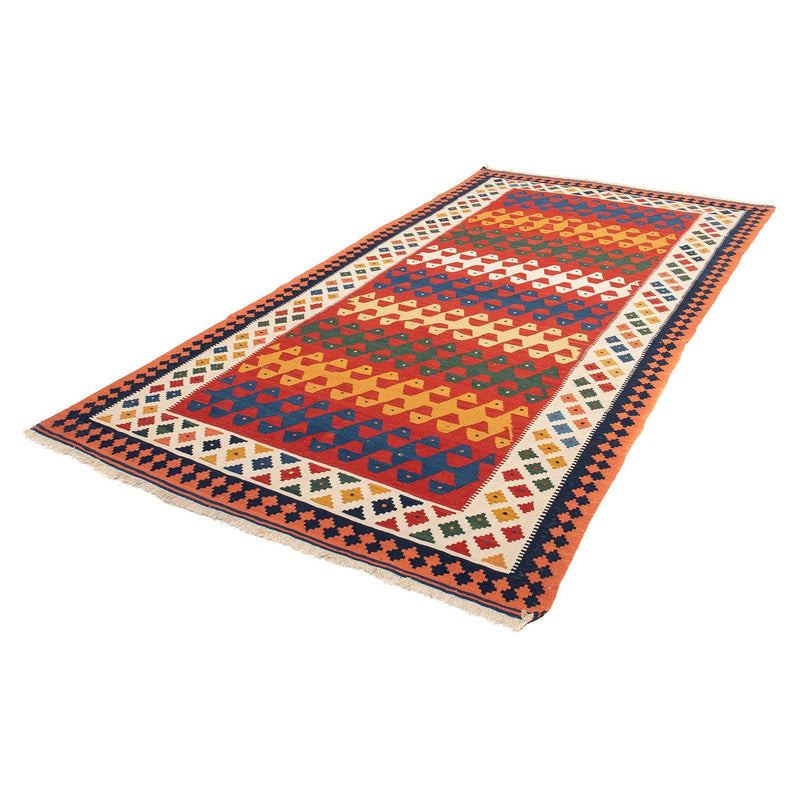 Alfombra de pasillo Alfombra Kelim - Oriental - 297 x 149 cm - rojo oscuro