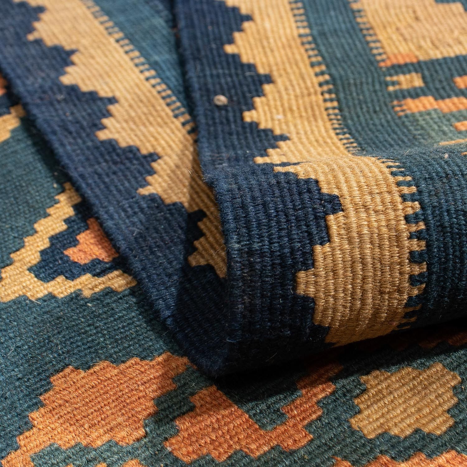 Alfombra Kelim - Oriental - 195 x 157 cm - azul oscuro