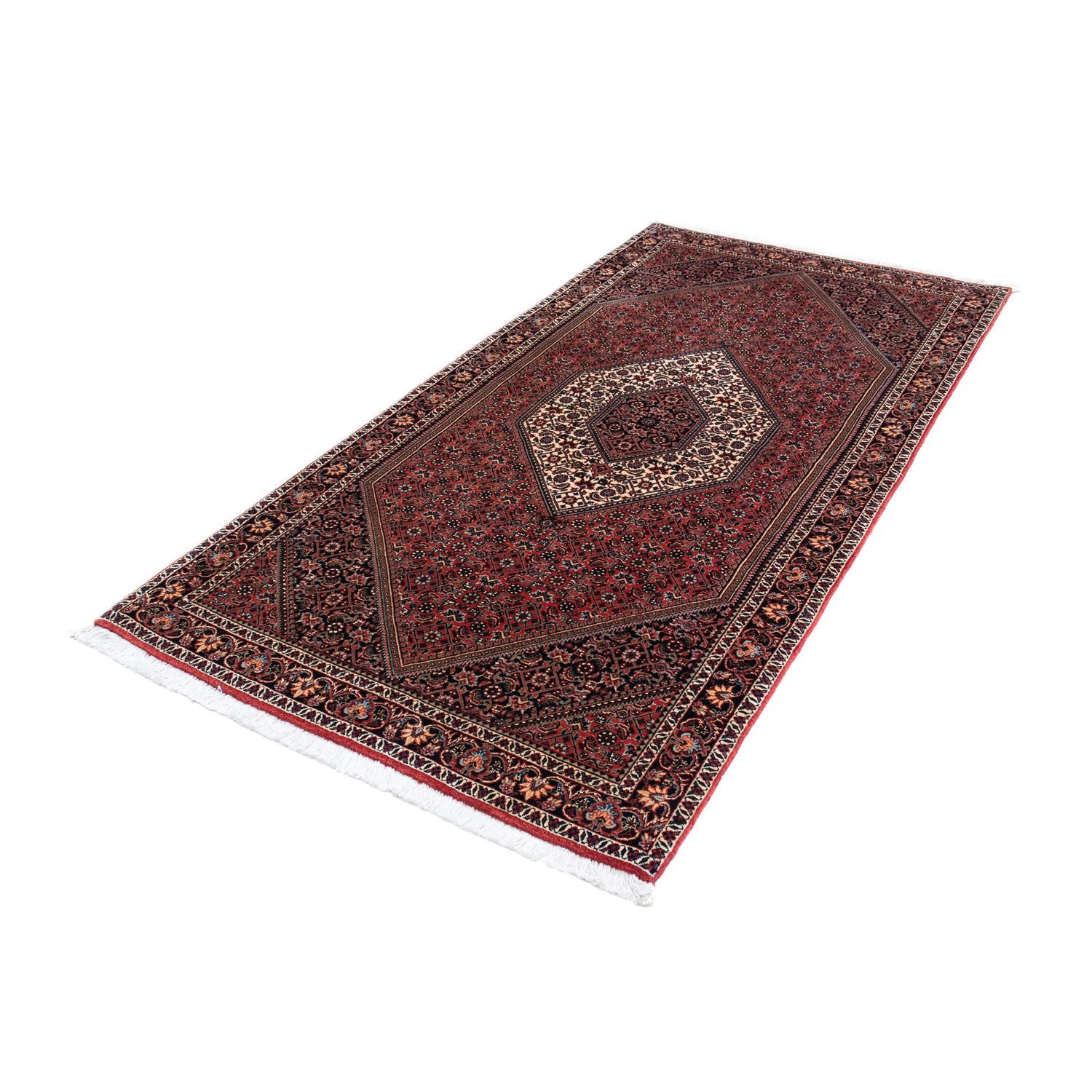 Alfombra de pasillo Alfombra persa - Bidjar - 205 x 102 cm - rojo oscuro