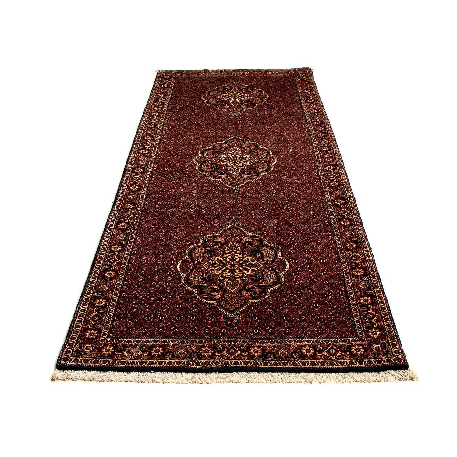Alfombra de pasillo Alfombra persa - Bidjar - 297 x 102 cm - rojo oscuro