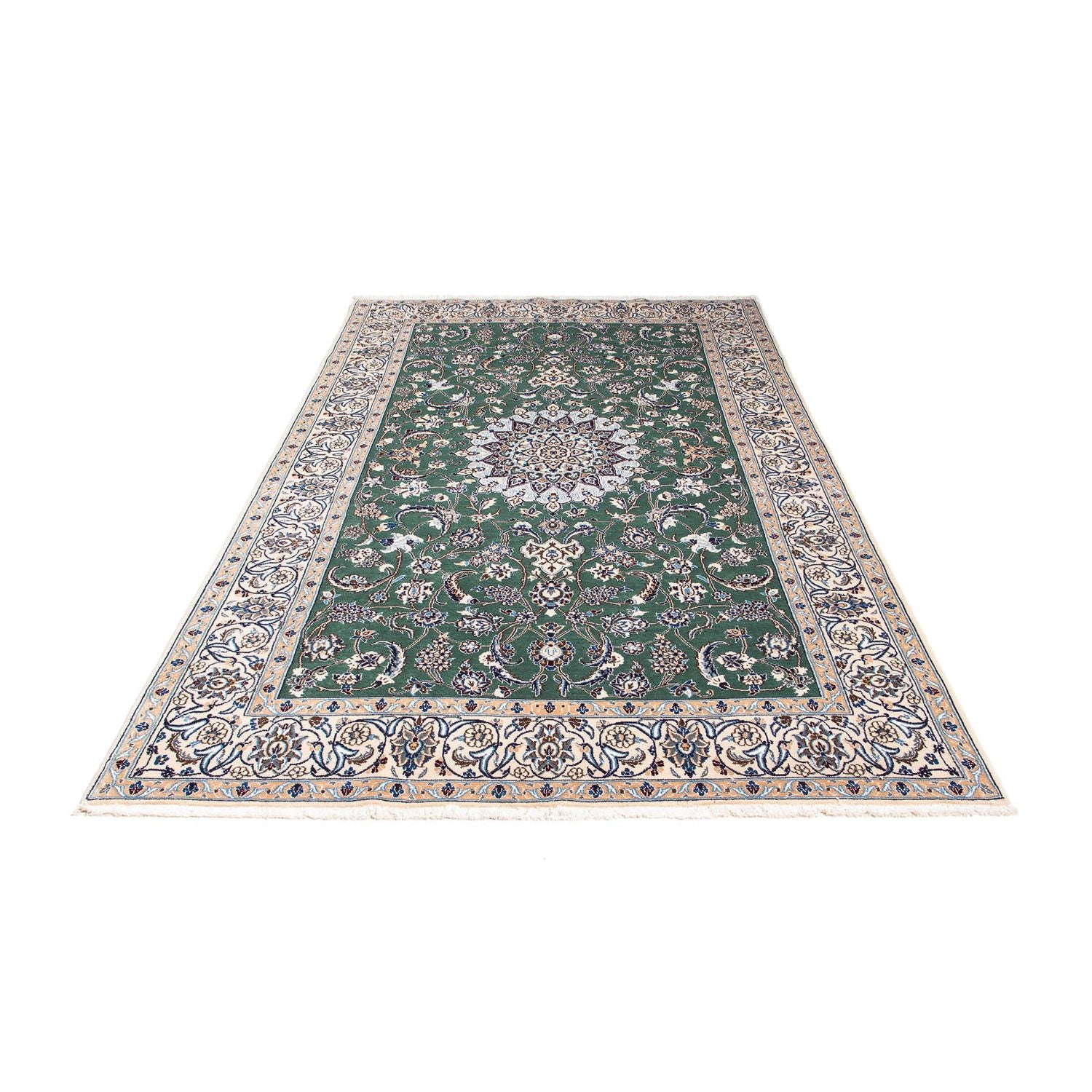 Alfombra Persa - Nain - Real - 254 x 152 cm - verde
