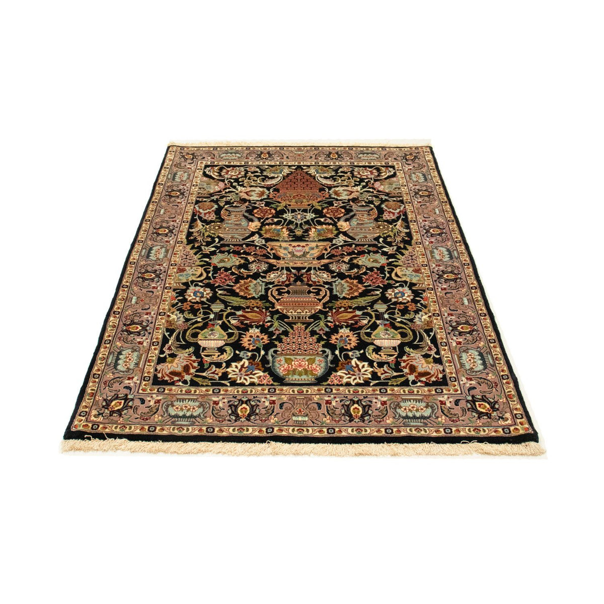 Alfombra persa - Ghom - 156 x 102 cm - negro