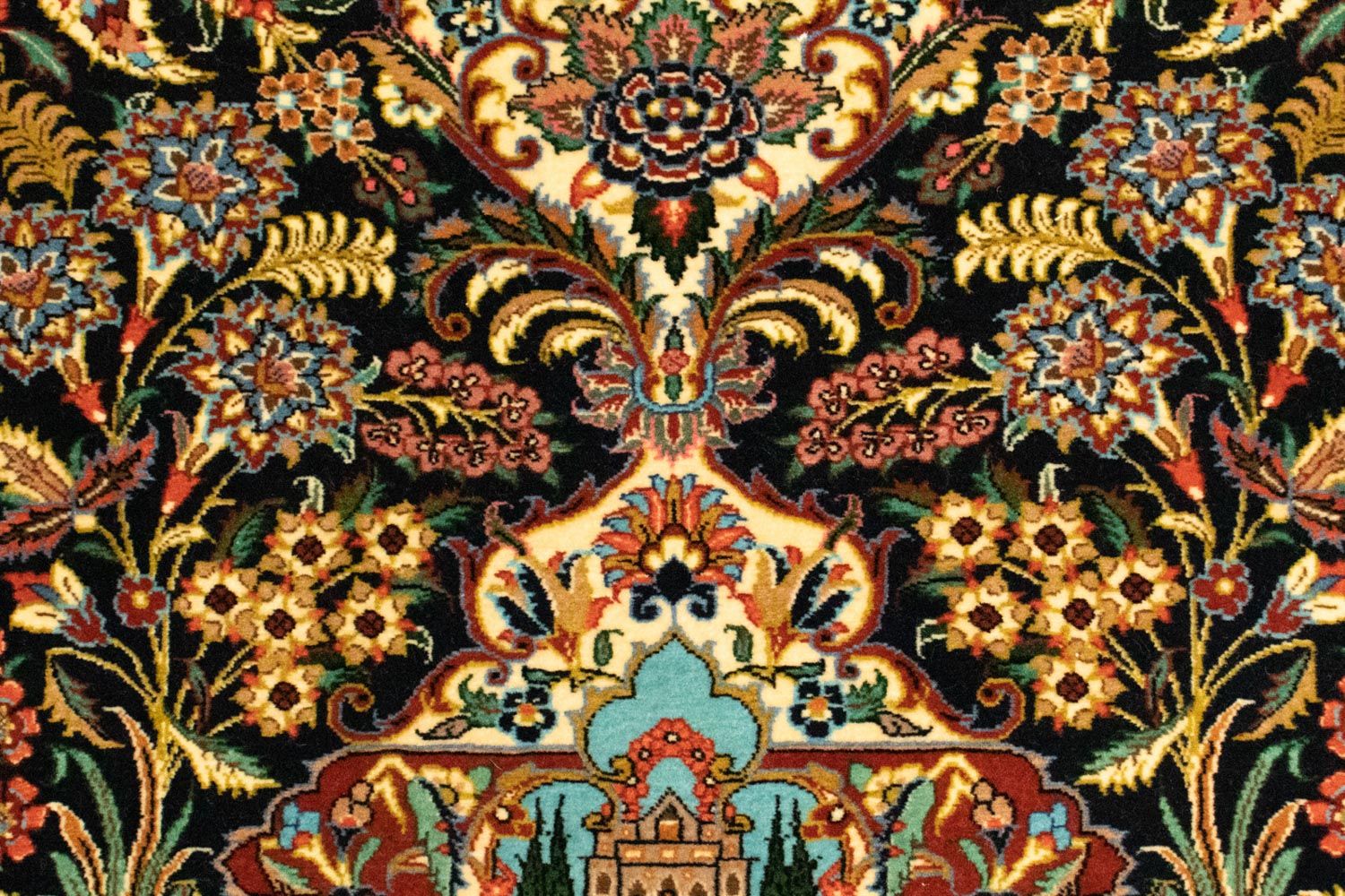 Alfombra persa - Ghom - 153 x 102 cm - negro