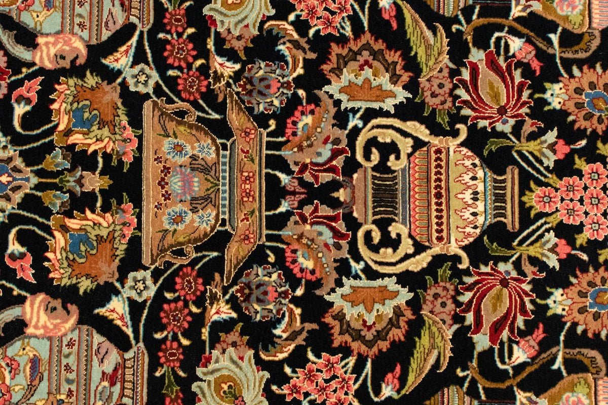 Alfombra persa - Ghom - 155 x 105 cm - negro