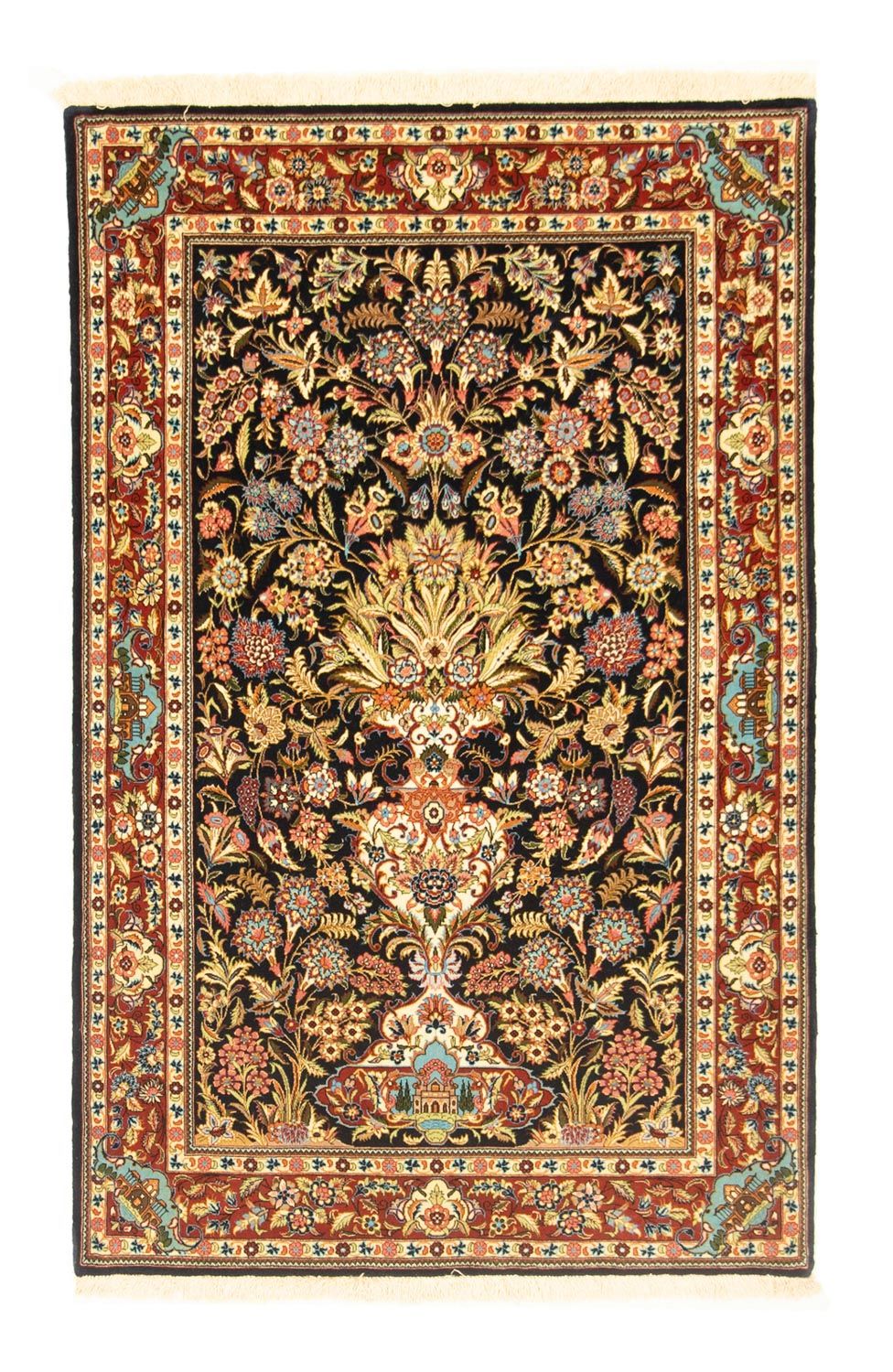 Alfombra persa - Ghom - 154 x 103 cm - negro