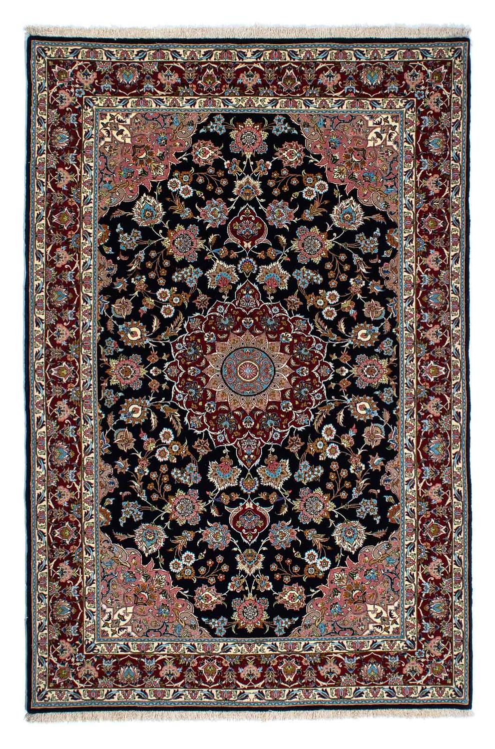 Alfombra persa - Ghom - 212 x 140 cm - azul oscuro