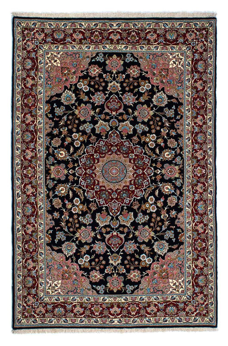 Alfombra persa - Ghom - 212 x 140 cm - azul oscuro