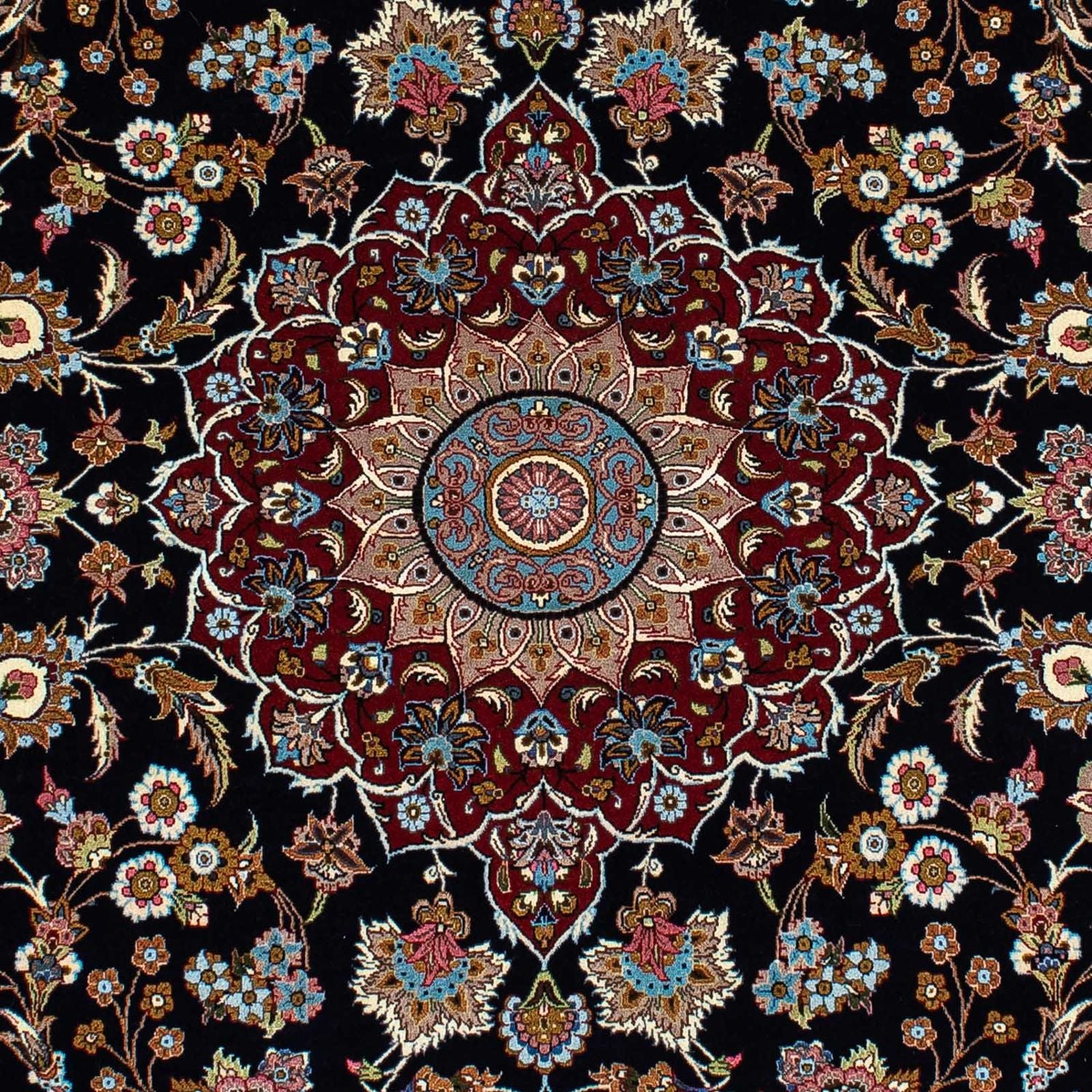 Alfombra persa - Ghom - 212 x 140 cm - azul oscuro