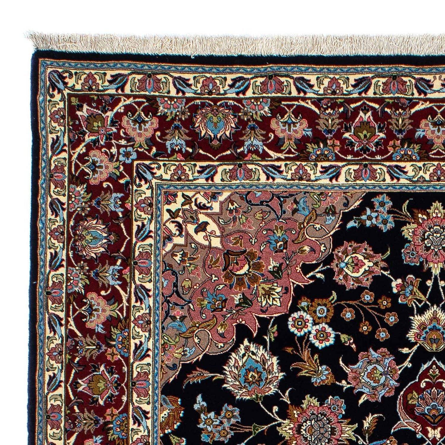 Alfombra persa - Ghom - 212 x 140 cm - azul oscuro