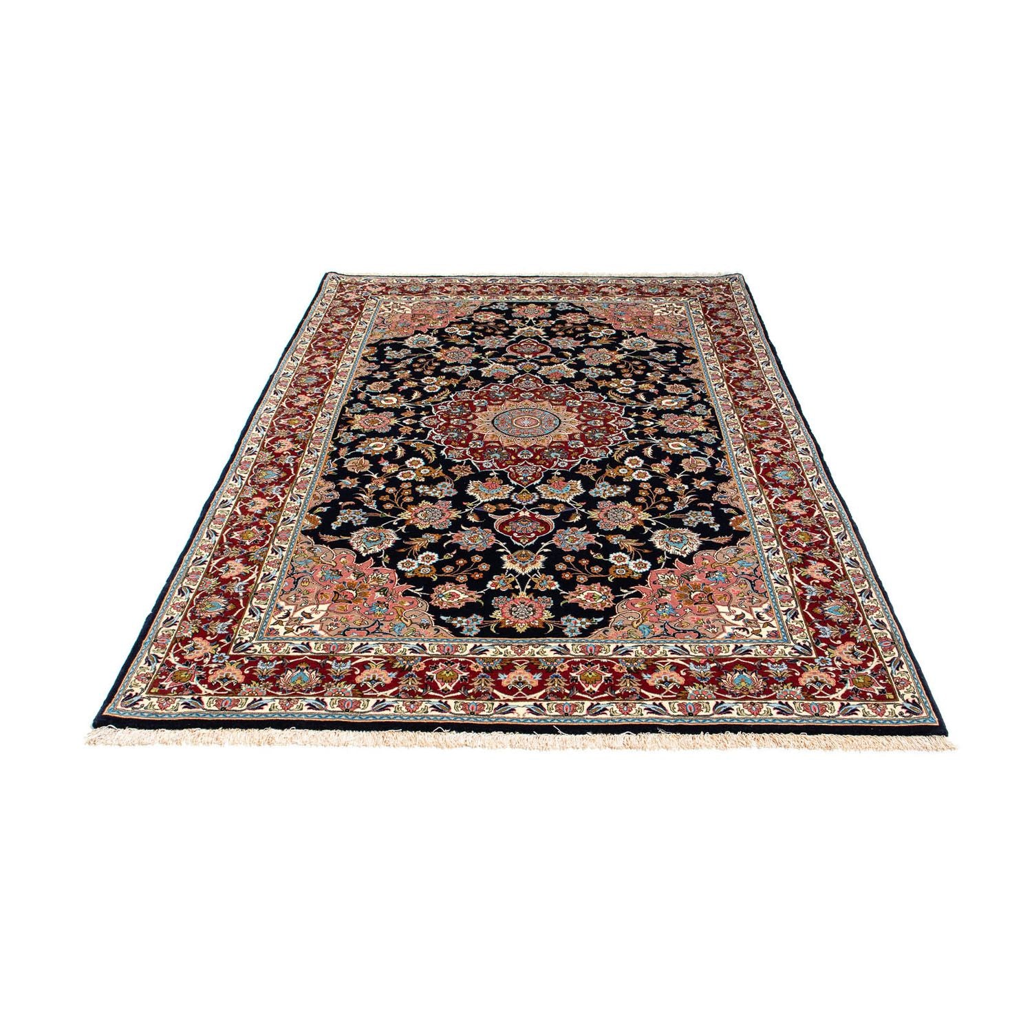 Alfombra persa - Ghom - 212 x 140 cm - azul oscuro