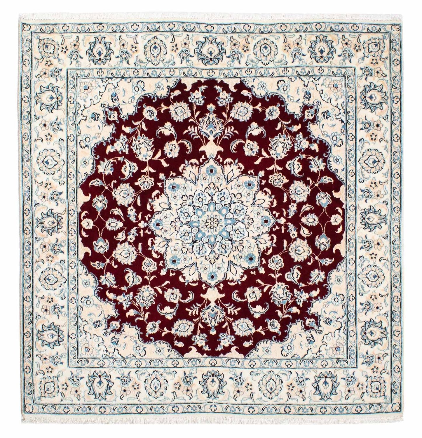 Alfombra Persa - Nain - Real cuadrado  - 154 x 143 cm - rojo oscuro