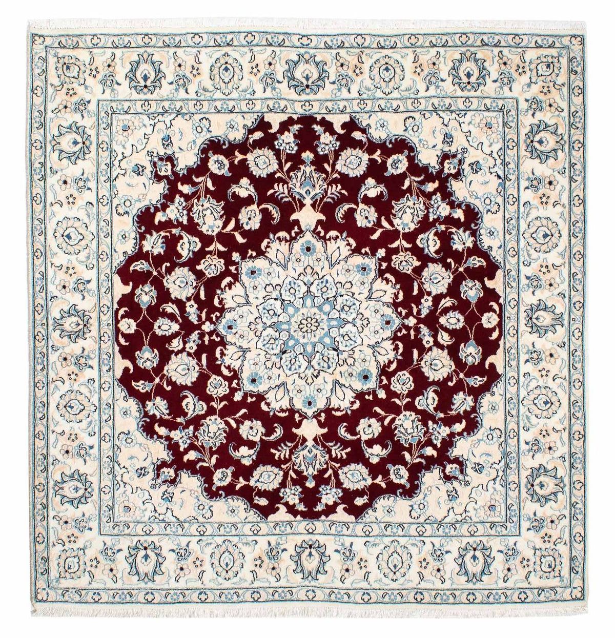 Alfombra Persa - Nain - Real cuadrado  - 154 x 143 cm - rojo oscuro