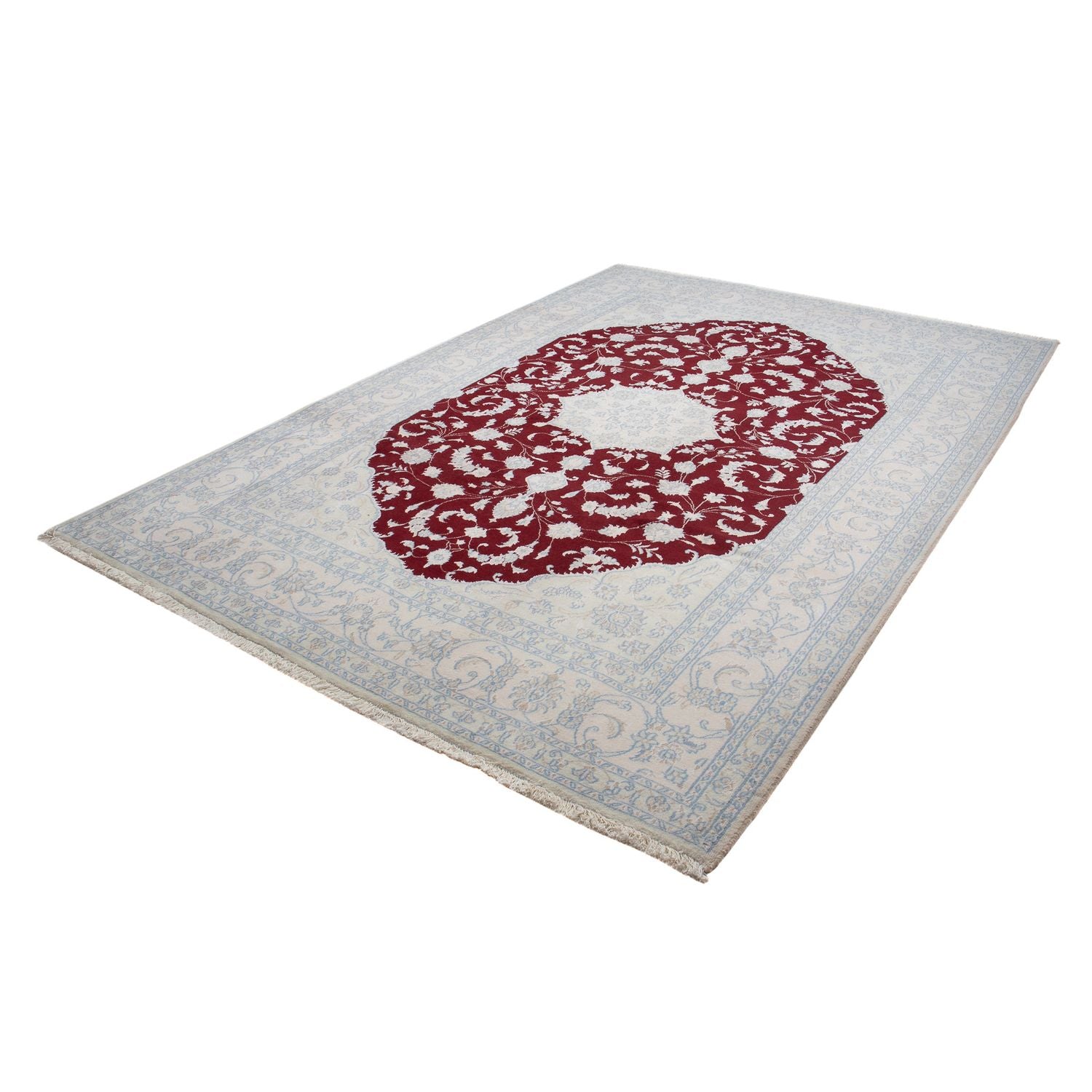 Alfombra persa - Nain - 289 x 198 cm - rojo oscuro