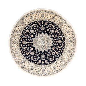 Alfombra persa - Nain redondo  - 250 x 250 cm - azul oscuro